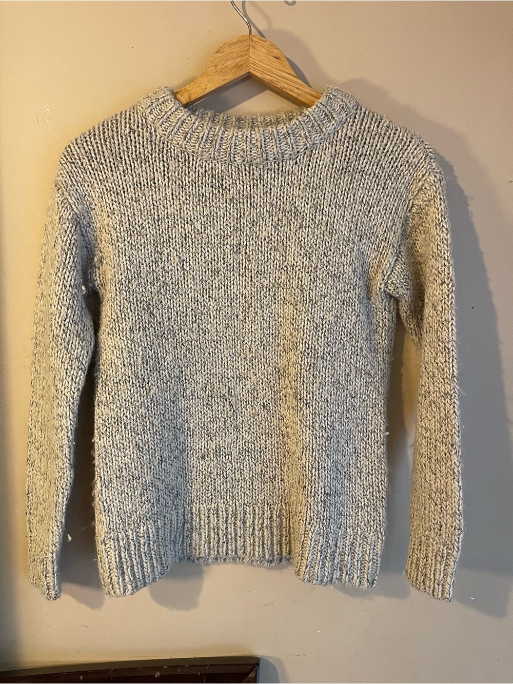 Part Two Finee PW Gray White Marled Chunky Wool Blend Crewneck Sweater XS